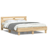Bed Frame with LED without Mattress Sonoma Oak 140x200 cm 3207548