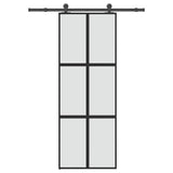 Sliding Door with Hardware Set 76x205 cm Tempered Glass&Aluminium 3332959