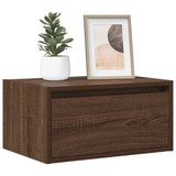 ZNTS Wall-mounted Bedside Cabinet with LED Lights Brown Oak 860223