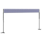 Free Standing Awning Blue and White 600x300 cm Fabric and Steel 368934