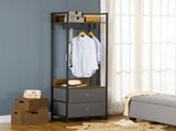 Clothes Rail, Metal Coat Stand, Garment Rack with 2 Fabric Storage Drawers, Single Wardrobe for T3398P341424