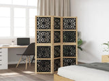 Room Divider 3 Panels Brown and Black Solid Wood Paulownia 358798