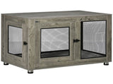 2-in-1 Dog Cage & Side Table, with Two Doors, Cushion, for Large Dogs T3398P425262