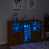 Sideboard with LED Lights Brown Oak 162x37x100 cm 3209176