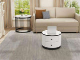 High Gloss Modern Round Nesting Coffee with Marble Pattern Top, White & Black Nesting Coffee N605P178412Z