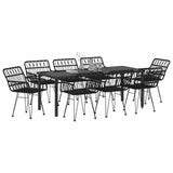 Garden Dining Set 9 pcs Black Powder-Coated Steel 3379190