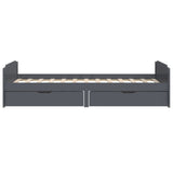 Bed Frame Dark Grey Solid Pine Wood Single Bed Frame 322163