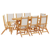 ZNTS 9 Piece Garden Dining Set Solid Wood Acacia and Textilene 3279285