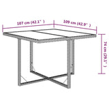 Garden Table Brown 109x107x74 cm Poly Rattan and Glass 316788