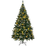 ZNTS 7 FT Snow Tipped Artificial Christmas Tree with DIY 150 Warm Lights, Remote Control, 1100 Branch 03739007