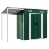 Garden Shed with Extended Roof Green 277x107x181 cm Steel 364524