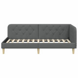 Corner Bed Frame with Headboard Dark Grey 90 x 190 cm Fabric 42016562