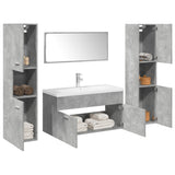 5 Piece Bathroom Furniture Set Concrete Grey Engineered Wood 3324887