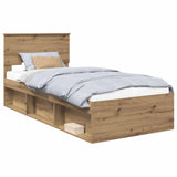 Bed Frame Artisian Oak 100 x 200 cm Engineered wood 3407921