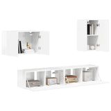 TV Wall Cabinet Set 4 pcs High Gloss White Engineered Wood 3408938