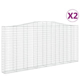 Arched Gabion Baskets 2 pcs 400x30x180/200 cm Galvanised Iron 3145878