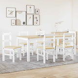 ZNTS 7 Piece Dining Set Panama White Solid Wood Pine 3345193