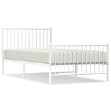Metal Bed Frame without Mattress with Footboard White 100x200cm 350944