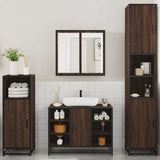 4 Piece Bathroom Furniture Set Brown Oak Engineered Wood 3301214