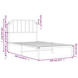 Metal Bed Frame without Mattress with Headboard White 100x200cm 373931