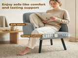 Lounge Chair Velvet Upholstered Armchair with Spring Cushion for Living Room Bedroom Grey T3398P553452