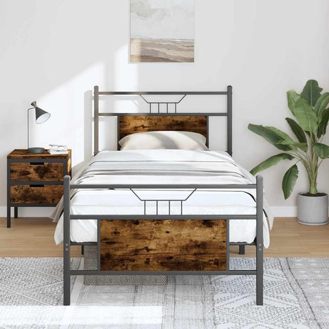 Bed Frame without Mattress Smoked Oak 90x200 cm Engineered Wood 4106754