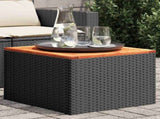 Garden Table Black 55x55x37 cm Poly Rattan and Acacia Wood 365975