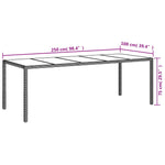 Garden Table Grey 250x100x75 cm Tempered Glass and Poly Rattan 316727
