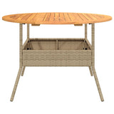Garden Table with Acacia Wood Top Beige 110x71 cm Poly Rattan 368627