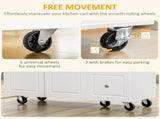Kitchen Island on Wheels, Rolling Kitchen Storage Trolley with Drop Leaf, Drawers, Towel and Spice T3398P422886