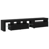 TV Cabinets 2 pcs with LED Lights Black Oak Engineered Wood 3332503