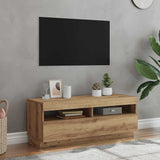 TV Cabinet with LED Lights Artisian Oak 100x35x40 cm Engineered Wood 856356