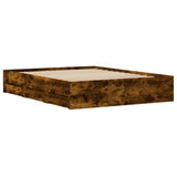 Bed Frame with Drawers without Mattress Smoked Oak 140x190 cm 3207305