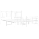 Metal Bed Frame without Mattress with Footboard White 160x200cm 373761