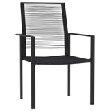 Dining Set Black Powder-Coated Steel, Glass, PVC Hollow Rattan 3099203