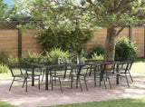 Garden Dining Set 9 pcs Black Poly Rattan 3380896