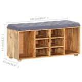 Hall Bench Natural wood, Grey Solid mango wood, 100% polyester fabric 285891