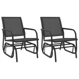 3 Piece Garden Glider Lounge Set Black Textilene and Steel 3187943