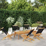 Folding Garden Chairs 6 pcs Black Solid Wood Acacia 3214629