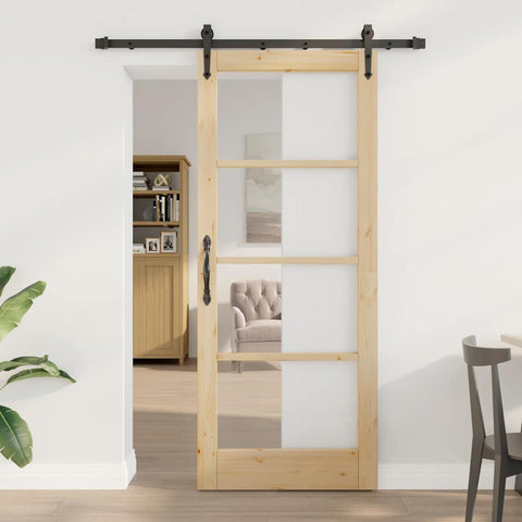 Sliding Door Manual ORKDAL Brown 83 x 202 cm Wood and metal 3332445