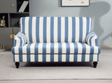 Modern Cuddle Chair, Velvet Single Sofa Armchair with Stripe, Turned Legs and Wide Seat, Upholstered T3398P343470