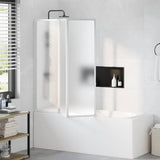 Bath Screen Folding Frosted 132 x 140 cm Aluminium & PP Panel 42023505