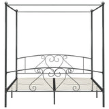 ZNTS 284445 Canopy Bed Frame without Mattress Grey Metal 180x200 cm Super King