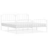 Metal Bed Frame without Mattress with Footboard White 193x203cm 373960