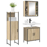 Bathroom Furniture Set with Shelf 3 pcs Brown Engineered wood 3345150