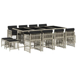 13 Piece Garden Dining Set with Cushions Light Grey Poly Rattan 3210983