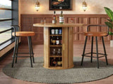 Round bar table with storage, 91.6cm high standing table with cabinet, MDF wood look, load capacity N639P442895D