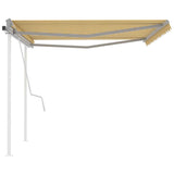 Manual Retractable Awning with Posts 4x3 m Yellow and White 3069938