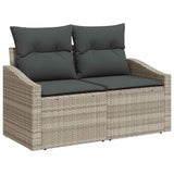 Sofa Set with Cushion with Storage 9 pcs Light Grey Poly Rattan 3349058