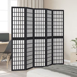 Room Divider 5 Panels Black Solid Wood Paulownia 358774